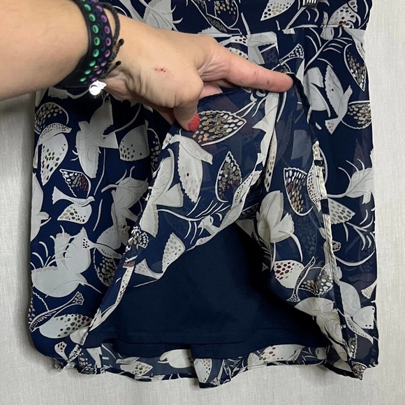 Old Navy Women's Blue & White Bird Pattern Sheer Circle, Skater Skirt S - Picture 3 of 11